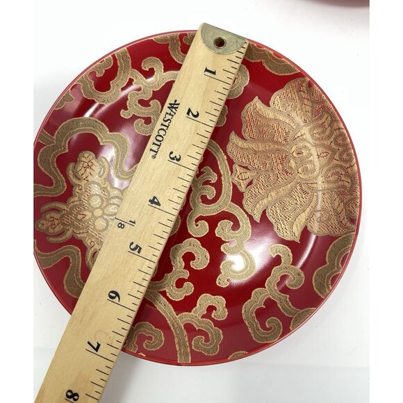 Pottery Barn Chinoise Gold Red 7” Dessert Salad Side Plates Set of 4 - Picture 2 of 4